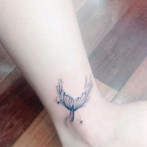 美人鱼尾纹身贴女持久卡通小清新可爱脚踝锁骨可洗少女图案ins风
