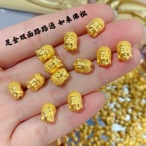 tb2125415854淘宝999足金黄金佛头朱砂手串金佛头转运珠手饰礼物本