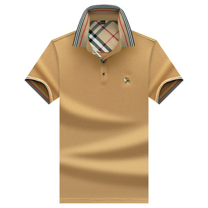 巴宝莉纯色男装t恤夏季新款薄款桑蚕丝短袖休闲时尚商务男polo衫