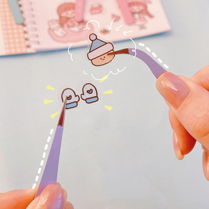 做手账本的镊子贴纸专用工具可爱手工聂子咕卡捏子小夹子手杖孽子