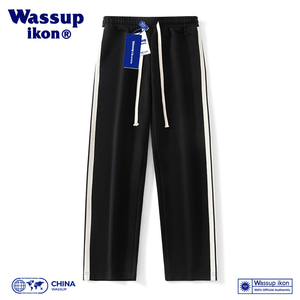 WASSUP IKON美式条纹裤子男春夏季宽松休闲卫裤直筒阔腿运动裤男
