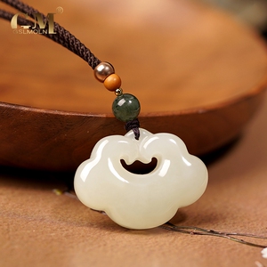天然和田玉平安如意锁吊坠男女长命锁儿童宝宝玉石项链玉佩挂件扣