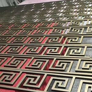 铜板雕刻回纹线条中式庭院镂空雕花件铝板仿古铜色拉丝万字纹腰线