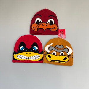 外贸出口欧美提花卡通火烈鸟斗牛毛线包头冷帽保暖滑雪滑板帽子