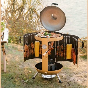 煤气罐改装新式懒人烧烤炉家庭室内外通用无烟烧烤吊炉网红圆形炉