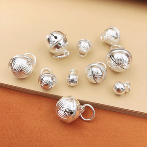 银铃铛s999纯银挂件会响铃铛小吊坠手链脚链手镯宝宝饰品足银配件