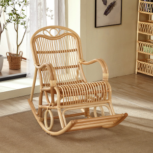 靠背藤椅摇摇椅现代简约阳台休闲藤编懒人椅简朴藤条椅真藤逍遥椅