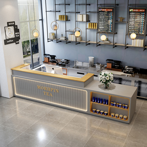 简约现代网红奶茶店收银台甜品店超市小型店铺吧台桌公司商用水吧