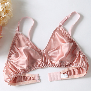 双面真丝文胸无钢圈无海绵100%桑蚕丝内衣女薄款舒适透气胸罩乳罩