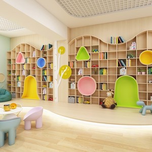 幼儿园图书馆绘本馆拱门书柜定制创意弧形圆圈大厅阅读区异形书柜