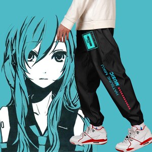 初音未来裤子男女动漫二次元周边运动裤小脚裤宽松大码休闲长裤