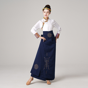 藏族舞蹈演出服装锅庄舞裹裙广场舞服装新款套装藏族服装女博拉裙