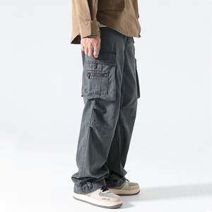 宾狮诺多口袋工装裤男秋季新款重工机能阔腿美式街头高街牛仔长裤