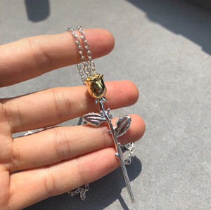 正品代购ambush玫瑰花项链长款毛衣链纯银男女款情侣款吊坠锁骨链