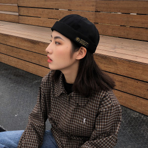 帽子女ins雅痞地主帽网红嘻哈街头复古女潮流百搭休闲无檐瓜皮帽