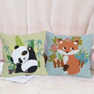 十字绣坐垫自己绣卡通动物抱枕套手工线绣印花满绣简单制作枕套