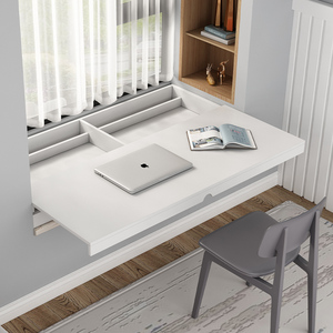 飘窗储物柜收纳柜矮柜抽拉式台面窗台柜阳台伸缩书桌书柜一体定制