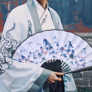国风扇子折扇古风男中国风古装复古大号折叠流苏道具扇随身配饰扇