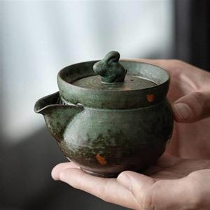 空寂抓描金绿茶壶青铜兔子手斋壶创意简约家用功夫茶具泡茶器茶壶