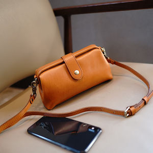 真皮女包新款文艺复古植鞣头层牛皮口金夹子包休闲百搭斜挎小包包