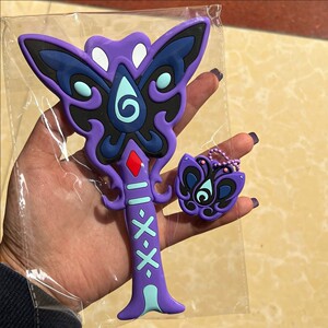 升级款黑魔仙小月魔法棒手持镜子严莉莉变身器随身化妆镜紫色长柄