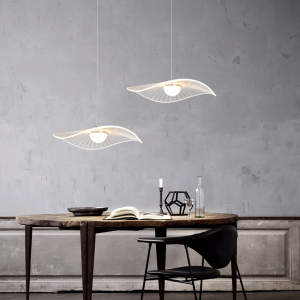 餐厅吊灯北欧现代简约led吧台灯设计师创意艺术草帽荷叶主卧室灯