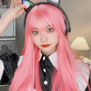 粉色假发女长发全头套式自然日常万用假发cos洛丽塔lolita长直发