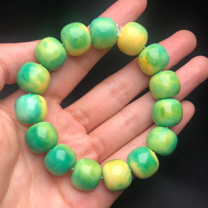 湖北绿松石菜籽黄老型珠手串高瓷佛珠散珠配珠金刚菩提手链配饰女