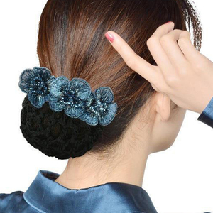 发网女空乘盘头发空姐丸子头扎发神器蓝色新网套网罩职业头花网兜