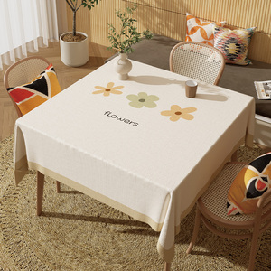 ins桌布布艺正方形防水餐桌布家用小四方桌台布氛围感茶几布盖布
