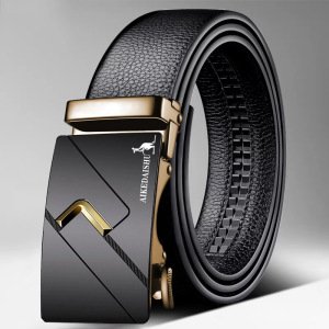 001人付款天猫2021新款袋鼠品牌裤腰带男式皮带真皮自动扣高档纯牛皮