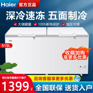 海尔商用冷柜大容量1000升以上家用节能冷冻速冻冰柜卧式冷藏冷冻