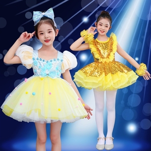 。雨趣舞蹈服女童蓬蓬裙表演服舞台六一儿童幼儿园女童可爱公主裙