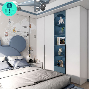 儿童衣柜实木现代简约家用卧室柜子地中海风格轻奢男孩儿童房衣橱