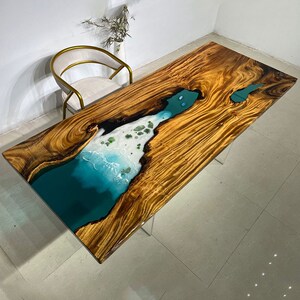 环氧树脂河流桌黑胡桃茶桌茶几茶台海洋河流桌树脂胶亚克力悬浮桌