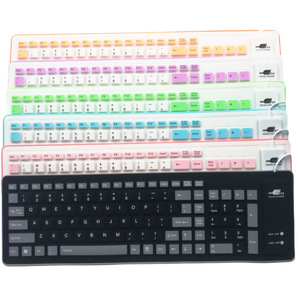 罗技USB接口103键有线工业键盘 笔记本电脑游戏折叠防水防尘硅胶