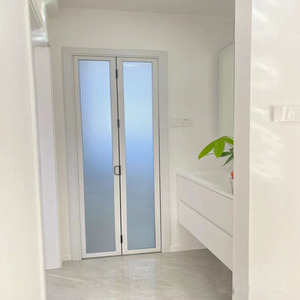 定制卫生间折叠门厨房吊轨窄边浴室小户型长虹磨砂玻璃钛镁铝合金