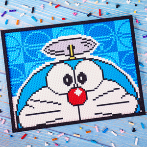 乐高哆啦a梦积木墙蓝胖子装饰像素画diy拼图玩具男女孩情人节礼物