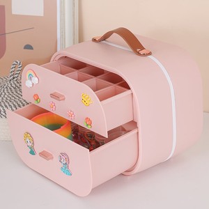 放发卡的盒子儿童粉色头饰头绳收纳盒女孩宝宝梳妆整理可爱风双层