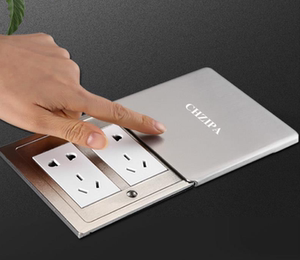 公牛平推滑盖式薄款地插座配35高底盒不锈钢防水电源网络地板插