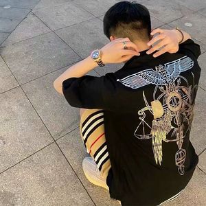 00超哥时尚男装淘宝2022夏季新款烫钻翻领巴洛克polo衫短袖男士修身