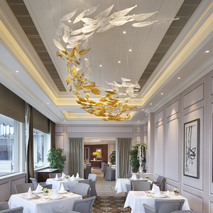 非标定制玻璃鱼形吊灯创意艺术工程灯酒店宴会厅别墅复式楼装饰灯