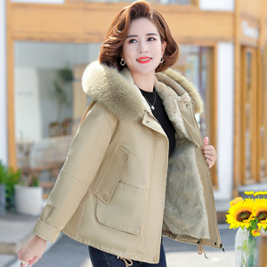 唯品会正品牌妈妈冬装外套派克服棉衣时尚中老年女装秋冬短款加绒