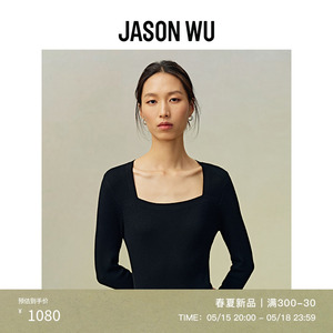 【郑秀妍同款】JASON WU 24年新款方领羊毛复古上衣针织打底衫女