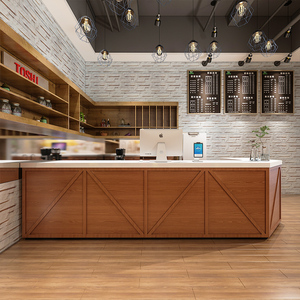 工业复古风咖啡厅酒吧转角水吧台奶茶店蛋糕店收银台公司茶水吧台