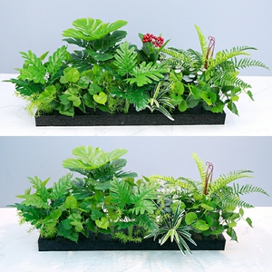 仿真花摆设植物隔断绿植组合塑料龟背叶花箱仿生花草室内造景装饰