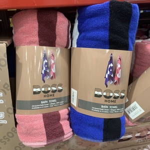 山姆代购BOSS色织提花浴巾精梳棉材质 不易掉毛A类安全标准