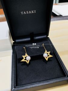 日本代购直送 TASAKI 18k 星星 akoya海水珍珠 摇曳 耳钉