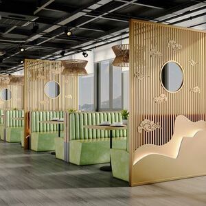 新中式餐厅酒店铁艺隔断公司办公室简约镂空屏风格栅栏玄关装饰墙