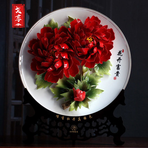 牡丹摆件洛阳花开富贵纯手工陶瓷桌面装饰艺术品高级轻奢商业礼品
